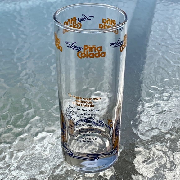 Coco Lopez Glass Cocktail Drinking Glass with Pina Colada Recipe - Picture 1 of 5